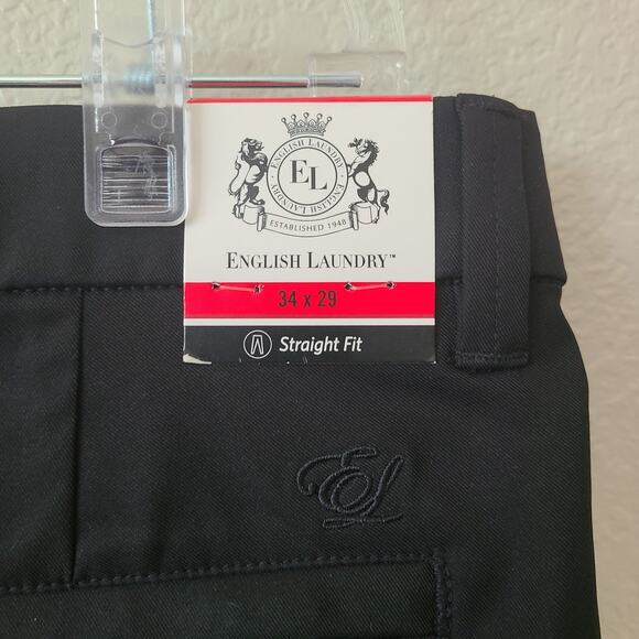 NWT‎ ENGLISH LAUNDRY Men's Pants Black 34 W x 29 Straight Leg Casual Work Career - Picture 2 of 12